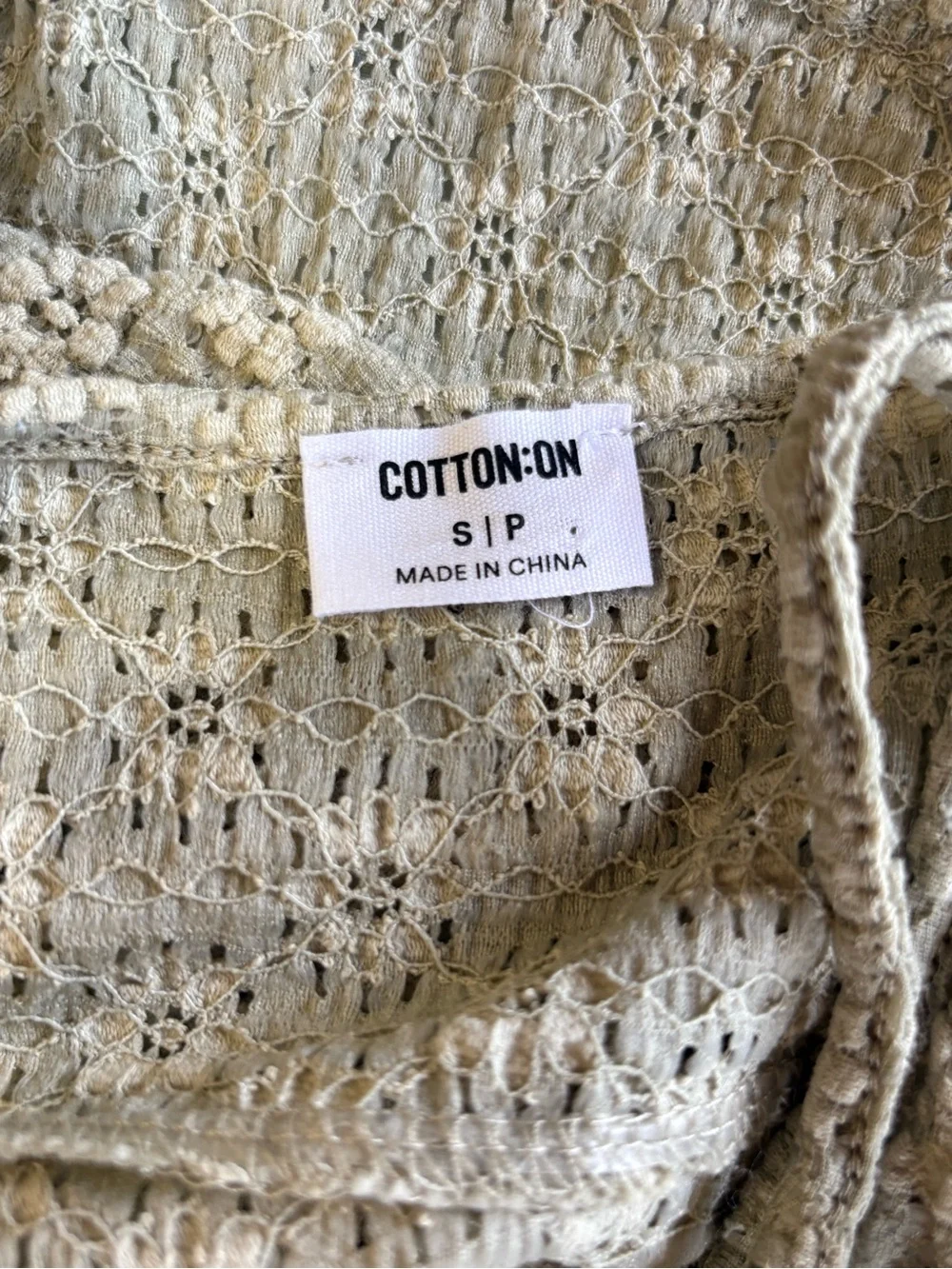 Cotton On sage green Floral Lace- Spaghetti Strap babydoll top